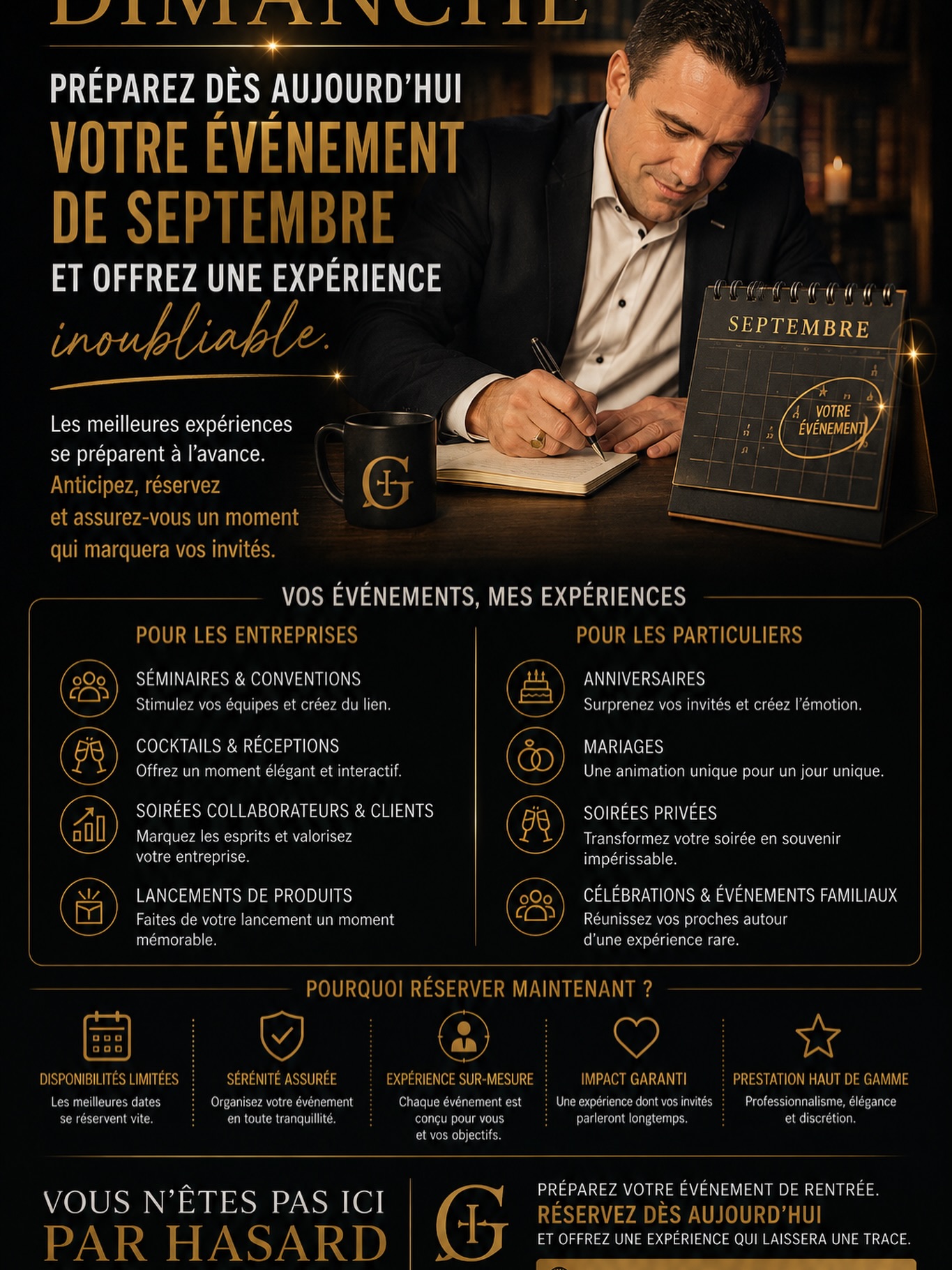 Septembre va arriver beaucoup plus vite que vous ne le pensez.Si vous préparez :un séminaire,un cocktail,une soirée d’entreprise,un anniversaire,un mariage,ou une réception privée…ne choisissez pas simplement une animation.Choisissez le souvenir que vous voulez laisser.C’est précisément là que commence une vraie expérience.#mentaliste #hypnotiseur #spectacles #seminaire #mariage